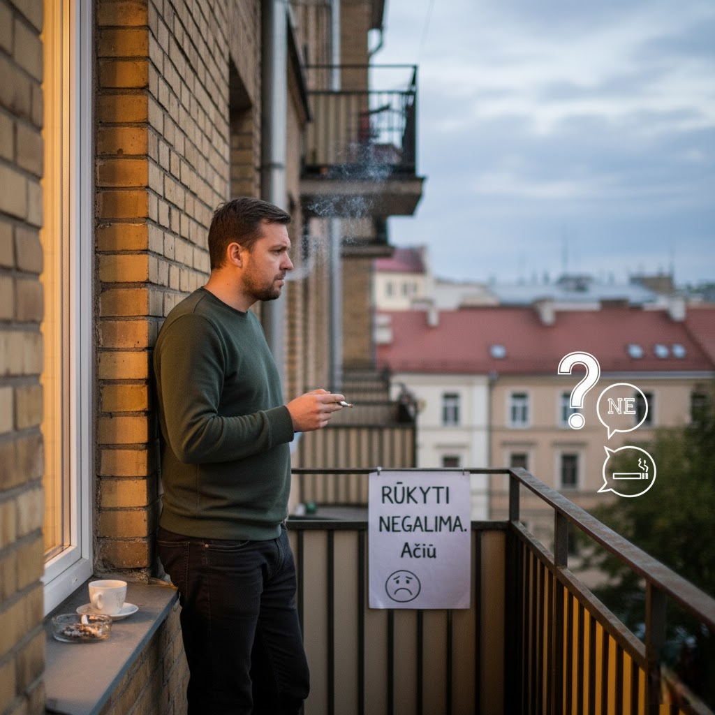 Rūkymo balkone rebusas: Ar kaimyno „ne“ svarbesnis už jūsų norą parūkyti?