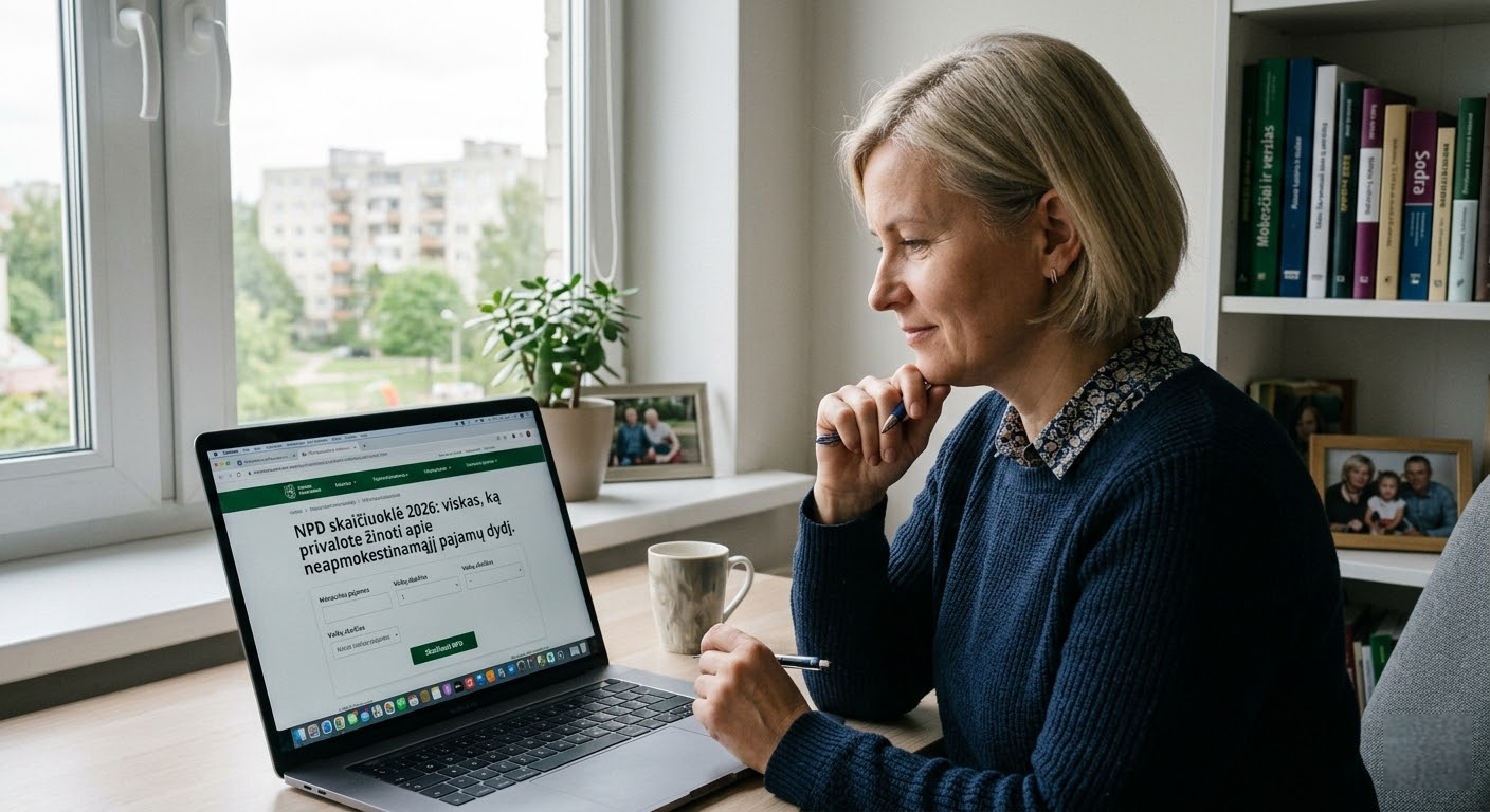 NPD skaičiuoklė 2026: viskas, ką privalote žinoti apie neapmokestinamąjį pajamų dydį