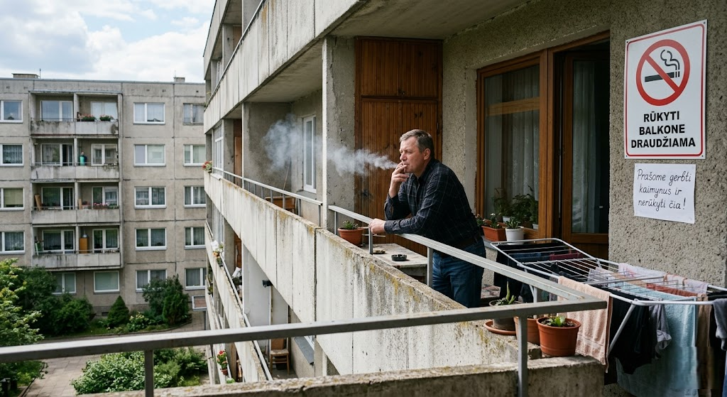 Dūmai kaimyno balkone: kaip veikia draudimas ir ką daryti, kai gražūs prašymai nepadeda
