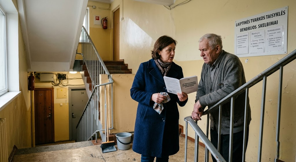 Laiptinių priežiūra ir teisė: kaip nepasiklysti tarp švaros standartų ir kaimynų ginčų