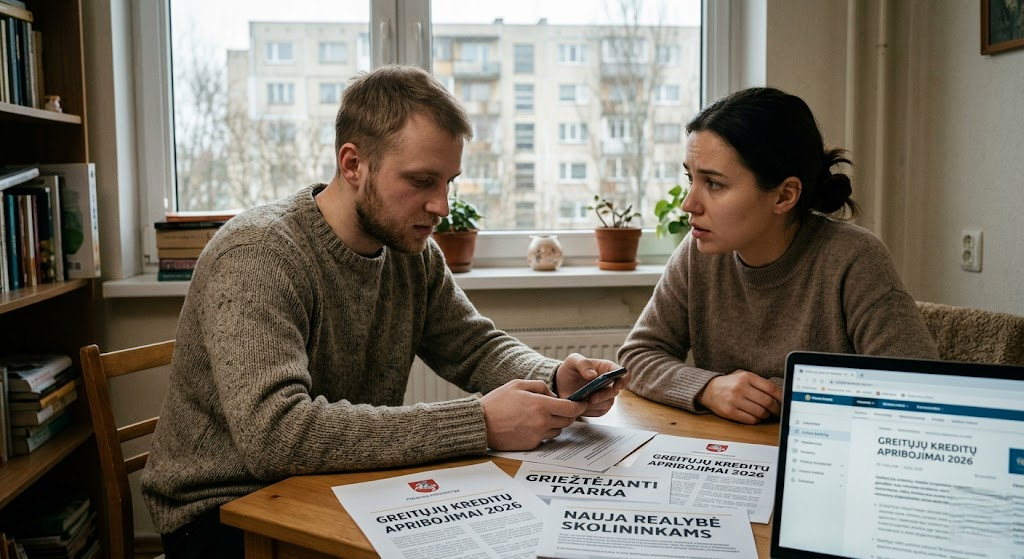 Greitųjų kreditų apribojimai 2026 metais: griežtėjanti tvarka ir nauja realybė skolininkams Greitųjų kreditų apribojimai 2026 metais: griežtėjanti tvarka ir nauja realybė skolininkams
